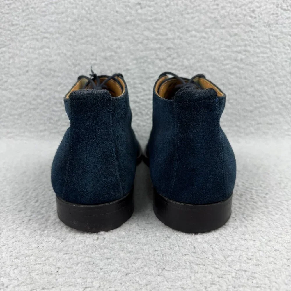 Jimmy Choo Boots Men 8 Wide / UK 7 E Shoe Navy Blue Chukka Suede Leather Ankle 4